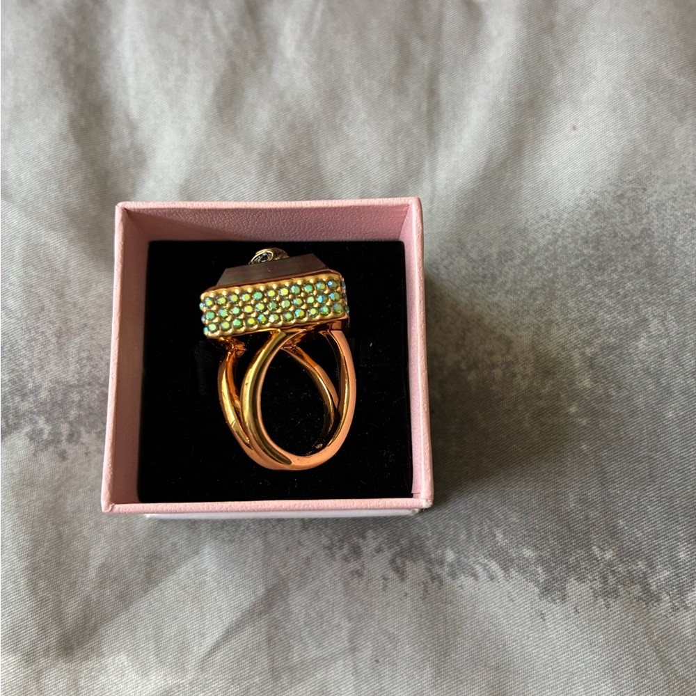 Kurt Geiger Pink and Gold Ring, size small 5-5.5 - Picture 7 of 13
